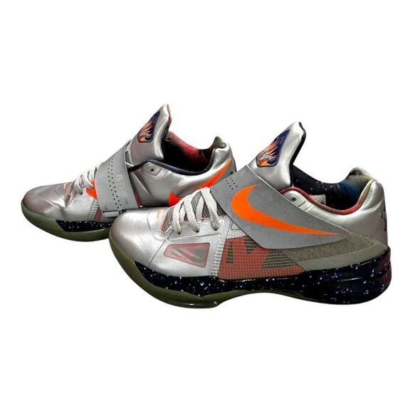 Nike Zoom KD IV 4 AS Basketball Shoes Size 10 Metallic Silver & Orange Galaxy - Picture 7 of 12
